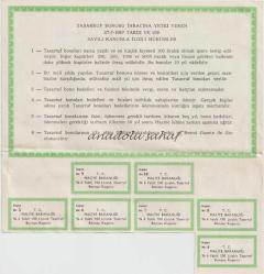 Maliye Bakanlığı Nama Yazılı Tasarruf Bonosu 1967 Mali Yılı Yüz Lira
