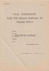 TCDD Faal Personelin Aylık Fiili Çalışma Saatlerine Ait Puantaj Defteri