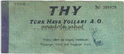 Uçak Bileti: Türk Hava Yolları Yolcu Bileti ve Bagaj Makbuzu No. 308878, 1960