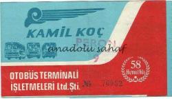 Otobüs Bileti: Kamil Koç Otobüs Terminali İşletmeleri Yolcu Bileti No. 76932 - 58. Hizmet Yılı / Bursa Uludağ Gazozu Reklamlı 1984
