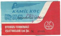 Otobüs Bileti: Kamil Koç Otobüs Terminali İşletmeleri Yolcu Bileti No. 49448 - 57. Hizmet Yılı / Bursa Uludağ Gazozu Reklamlı 1983
