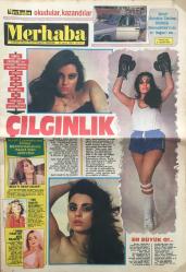 Efemera - Merhaba Magazin Gazetesi - 30 Mart 1983 / Sayı:14 (Serpil Çakmaklı'nın Çamur Bombardımanına Hedef Olan Şöhretler) - kitantik - kitaLog