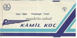 Otobüs Bileti: Kamil Koç Terminal İşletmeleri Yolcu Bileti No. 195358 - 62. Hizmet Yılı