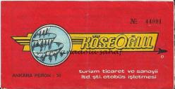 Otobüs Bileti: Köseoğlu Turizm Ticaret Otobüs İşletmesi  No. 44991, 1984