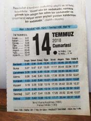 14 TEMMUZ 2018 TAKVİM YAPRAĞI