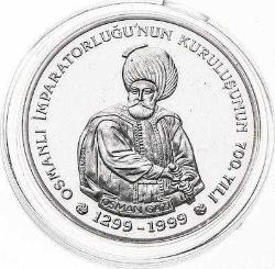 Efemera - 1999 - Osman Gazi Gümüş Hatıra Para *Osmanlı İmparatorluğu'nun Kuruluşunun 700.Yılı* - kitantik - kitaLog