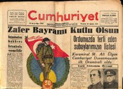 Efemera - Cumhuriyet Gazetesi 30 Ağustos 1948 - Zafer Bayramı Kutlu Olsun  GZ69712 - kitantik - kitaLog