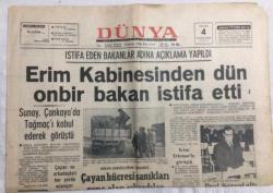 Efemera - Dünya Gazetesi 4 Aralık 1971 - Erim Kabinesinden Dün 11 Bakan İstifa Etti - GZ21196 - kitantik - kitaLog