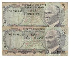 Efemera - 6.Emisyon 2.Tertip 5 Türk Lirası Seri I08-I09 Haliyle TCK6811 - kitantik - kitaLog