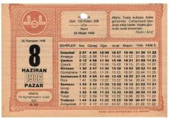 Efemera - 8 Haziran 1986 Takvim Yaprağı EFM1053 - kitantik - kitaLog