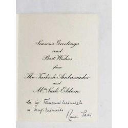 Büyükelçi Sadi ELDEM, ıslak imzalı tebrik - Efemera