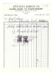 Kütahya Kereste Fabrikası - İş Bankası'na kesilmiş fatura - Efemera