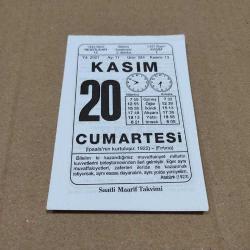 Efemera - 20 kasım 2021 takvim yaprağı (saatli maarif takvimi) - kitantik - kitaLog