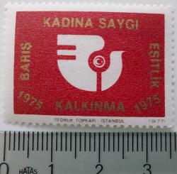 1975 KADINA SAYGI-KALKINMA-BARIŞ-EŞİTLİK MNH ORİJİNAL VİNYETİ DFT NADİRDİR