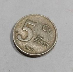 P21--MADENİ PARA 2005 5 YENİ KURUŞ