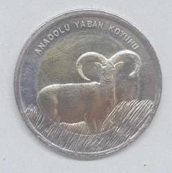 Darphane Hayvanlar Serisi 1 TL Anadolu Yaban Koyunu 2015 Çil