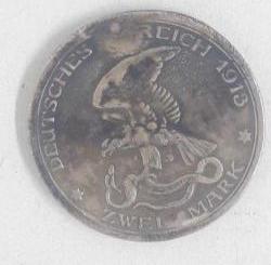 Alman Gümüş 3 Mark 1913 Wilhelm 2 Kaiser Konig