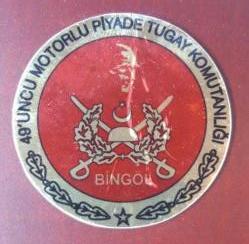 49 ncu Motorlu Piyade Tugay Komutanlığı Bingöl Plaketi