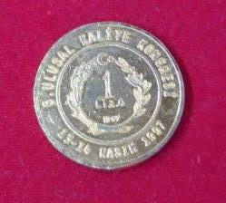 1 Lira 6. Ulusal Kalite Kongresi 1997 Hatıra Parası