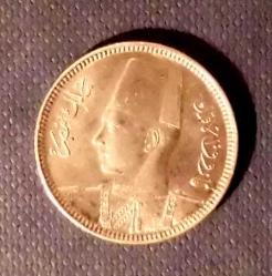 Gümüş Para - Mısır Kral Faruk Gümüş 2 Kuruş 1937 - 1356 ÇA -11105C