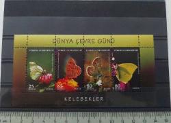2009 KELEBEKLER DÜNYA ÇEVRE GÜNÜ HATIRA BLOKU DANTELLİ MNH PIRIL PIRIL ÇOK TEMİZ