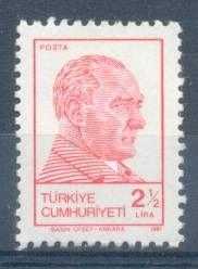 1981 ATATÜRK SÜREKLİ POSTA PULU 2977