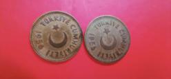 1956 yılı 25 Kuruş (Ters-Düz) iki adet.