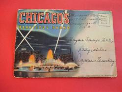 1937 Baskı Chicago's Beatiful Parks - İzmir'e Gönderilmiş 18 Adet Katlanır Chicago Parkları Kartpostalları
