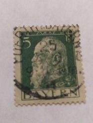 P5-6-8-- 1911 -ALMANYA DAMGALI BAYERN PULU 5 MARK PRENS LEOPOLD