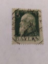 P5-6-8-- 1911 -ALMANYA DAMGALI BAYERN PULU 5 MARK PRENS LEOPOLD