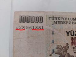 7.EMİSYON 100.000 LİRA ATATÜRK'ÜN DOĞUM VE ÖLÜM TARİHLİ ÖZEL SERİLİ ORJİNAL KAĞIT PARA ÇOK ÇOK NADİR