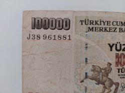 7.EMİSYON 100.000 LİRA ATATÜRK'ÜN DOĞUM VE ÖLÜM TARİHLİ ÖZEL SERİLİ ORJİNAL KAĞIT PARA ÇOK ÇOK NADİR
