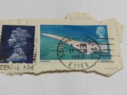 P,5-8-7--1969-DAMGALI İNGİLTERE KRALİÇE VE CONCORDE POSTA PULU