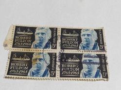 P6-6-- 1965-DAMGALI AMERİKA POSTA PULU-ROBERT FULTON-4 ADET