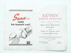 1956 - 57 Şehir Hatları Kış Tarifesi / Sana Ünilever, Güven Sigorta reklamlı - Efemera