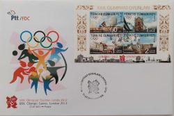2012 XXX.OLİMPİYAT OYUNLARI LONDRA 2012 ANMA BLOĞU ORİJİNAL FDC İLK GÜN ZARFI 2024 KATALOK DEĞERİ;150.00TL HH2B