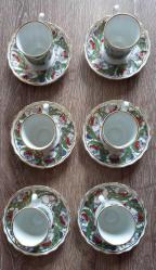 Antika - 6 ADET ÇİNİ İŞLEMELİ FİNCAN TAKIMI ( SEMA ÇİNİ PORSELEN - KÜTAHYA ) - kitantik - kitaLog