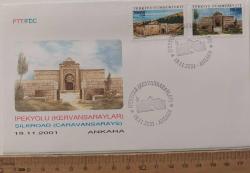 2001 İPEK YOLU ÜZERİNDEKİ KERVANSARAYLAR FDC İLK GÜN ZARFI 2024 KATALOK DEĞERİ;250.00TL K1EE NADİRDİR