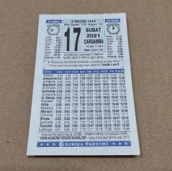 Efemera - 17 şubat 2021 takvim yaprağı (türkiye takvimi) - kitantik - kitaLog