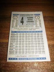 Efemera - 4 kasım 2020 takvim yaprağı (türkiye takvimi) - kitantik - kitaLog