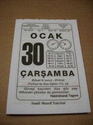Efemera - 30 ocak 2019 takvim yaprağı (saatli maarif takvimi) - kitantik - kitaLog