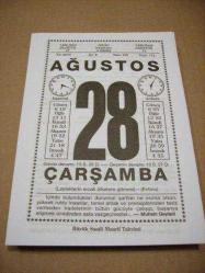 Efemera - 28 ağustos 2019 takvim yaprağı (büyük saatli maarif takvimi) - kitantik - kitaLog