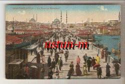 GALATA KÖPRÜSÜ AHŞAP HALİ VE ŞIK İNSANLAR KARTPOSTALI...