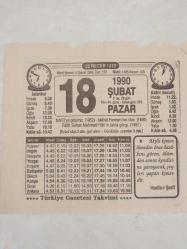 Efemera - 18 ŞUBAT 1990 TAKVİM YAPRAĞI - DOĞUM GÜNÜ HEDİYESİ - kitantik - kitaLog