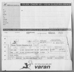 VARAN TURİZM 52.YIL OTOBÜS BİLETİ...
