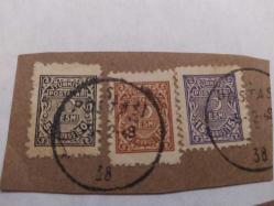 P6-10- 1948 DAMGALI TÜRKİYE CUMHURİYETİ RESMİ PULU 3 ADET--15-10-50 KURUŞ