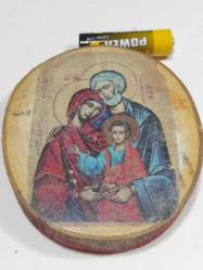 P9-----KÜTÜK ÜZERİNE BASKI AHŞAP MERYEM ANA VE HZ İSA İKONA-