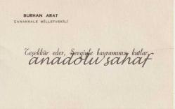 Bayram Tebrik Kartı: Burhan Arat - Çanakkale Milletvekili