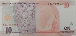 Efemera - 8.EMİSYON 1.TERTİP 10 YTL YENİ TÜRK LİRASI ORİJİNAL KAĞIT PARA C31749563 ÇİLL - kitantik - kitaLog