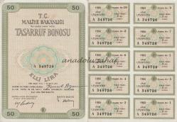 Maliye Bakanlığı %6 Faizli Nama Yazılı Tasarruf Bonosu 50 Lira, 1965